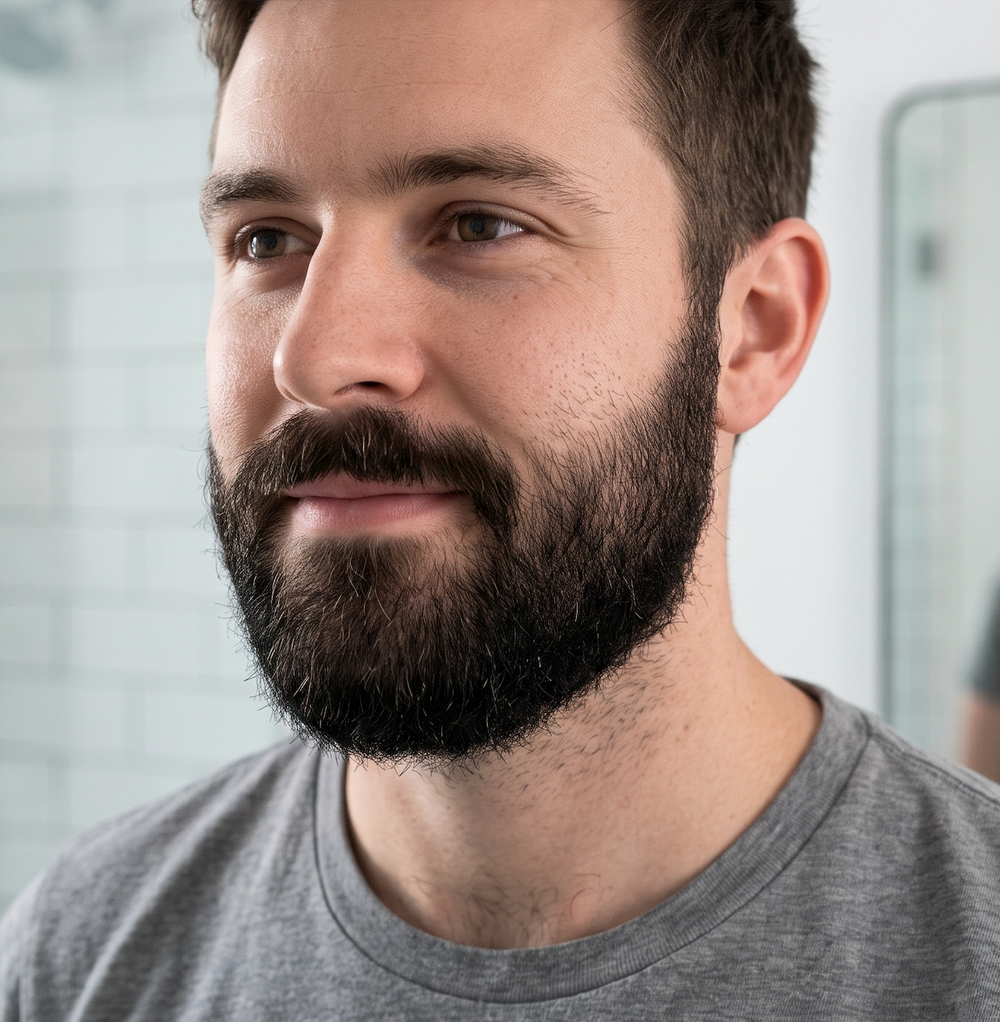 1. Lava y seca perfectamente la zona donde se aplicará el producto (barba, cabello o cejas).